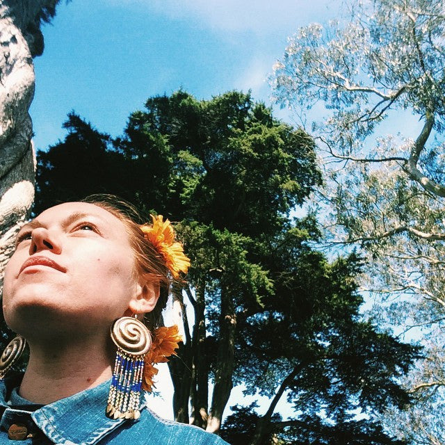 Spiral Dance Beaded Brass Earrings