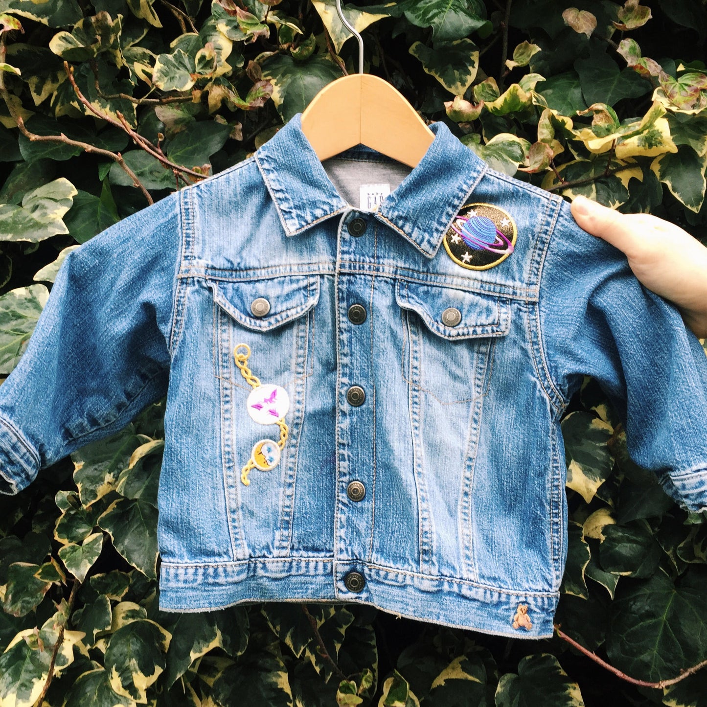 Keep It Cosmic Hand-Embroidered Denim Baby Jacket SALE