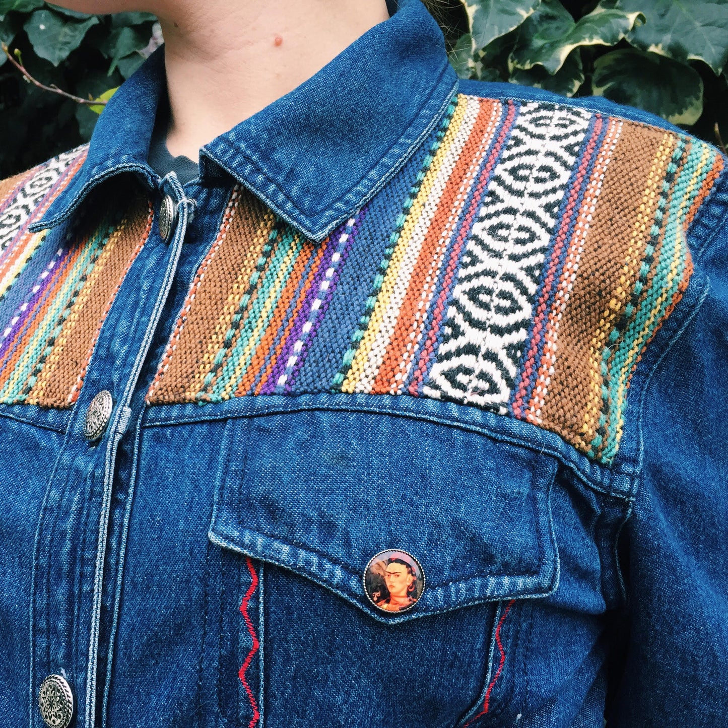 WOLF MOON Hand-Embroidered Vintage Denim Jacket