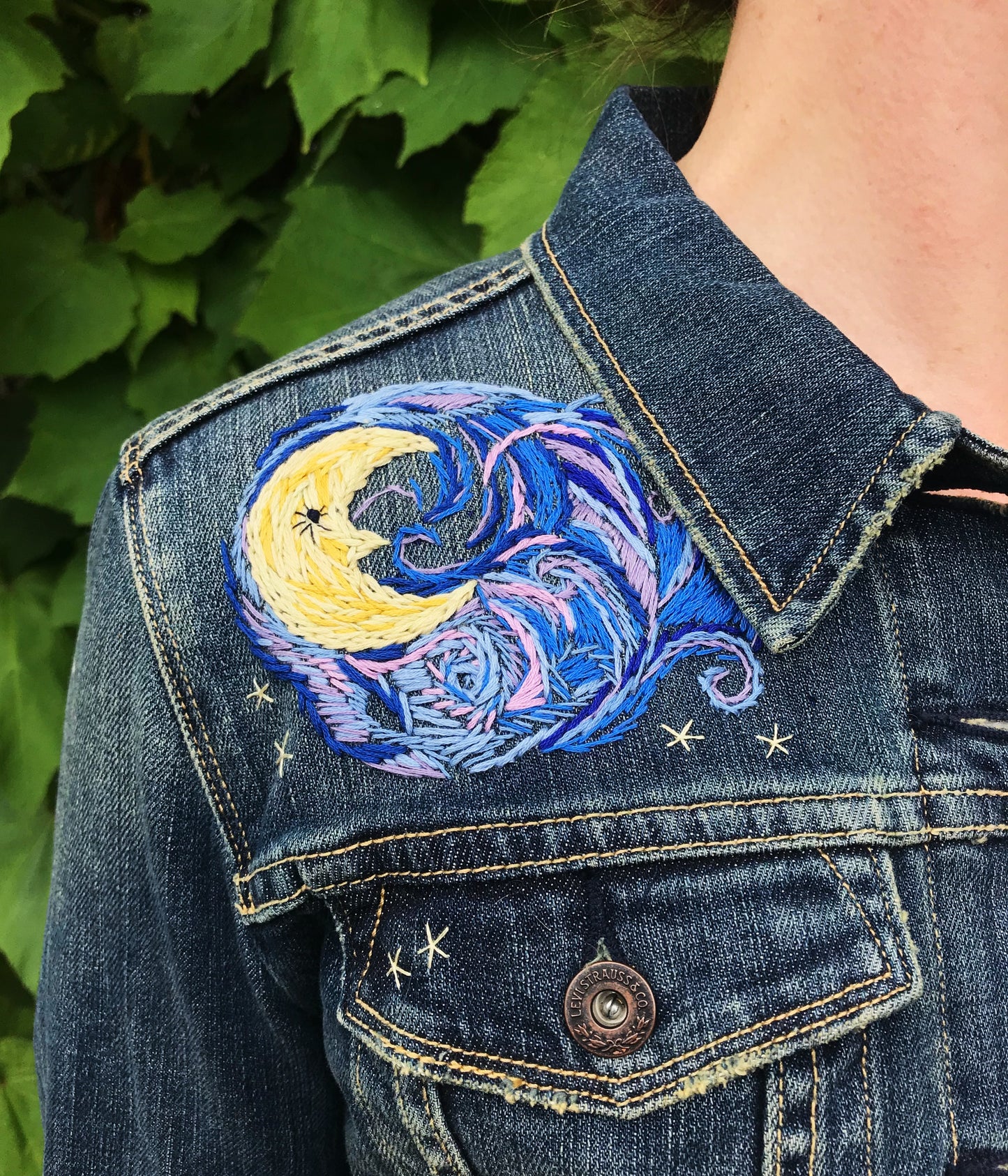 Embroidered Levi's Art Jacket. Cosmic Canopy.