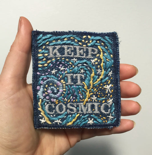 Keep It Cosmic - Starry Night Edition - Hand-Embroidered Denim Patch