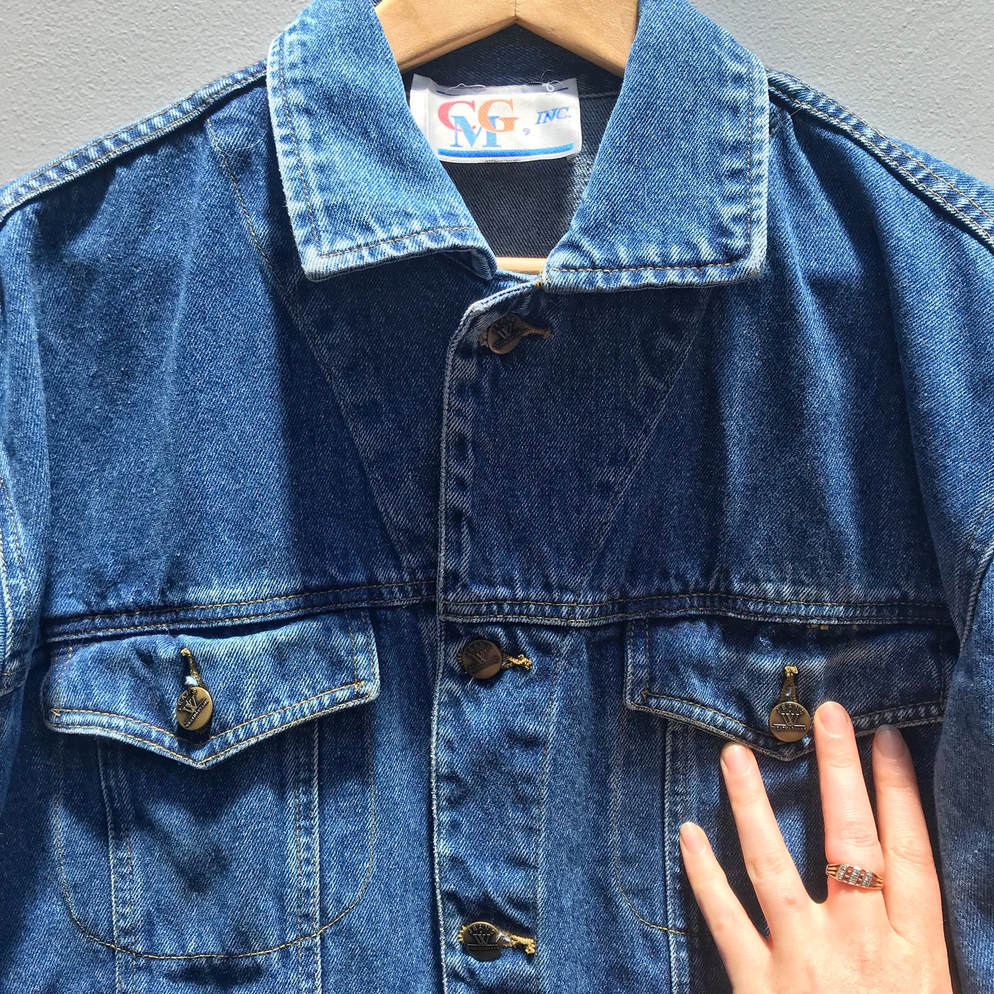 Mother Mary in The Rose Garden. Denim Art Jacket