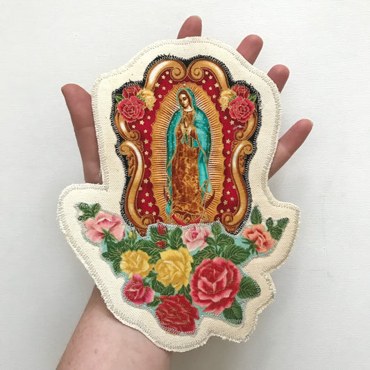 Our Lady of Guadalupe. Handmade Appliqué Canvas Patch