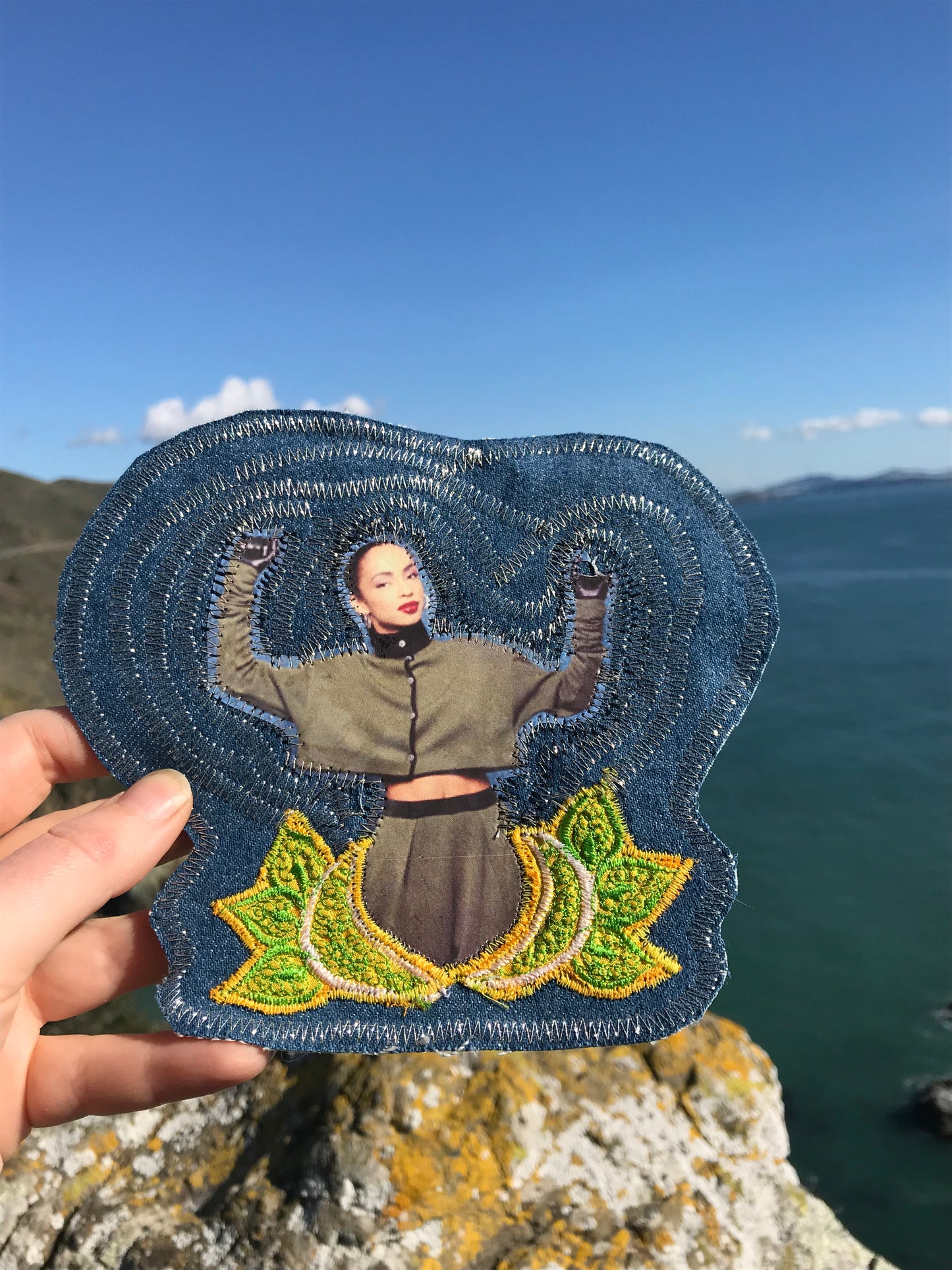 Sade. Handmade Embroidered Denim Patch
