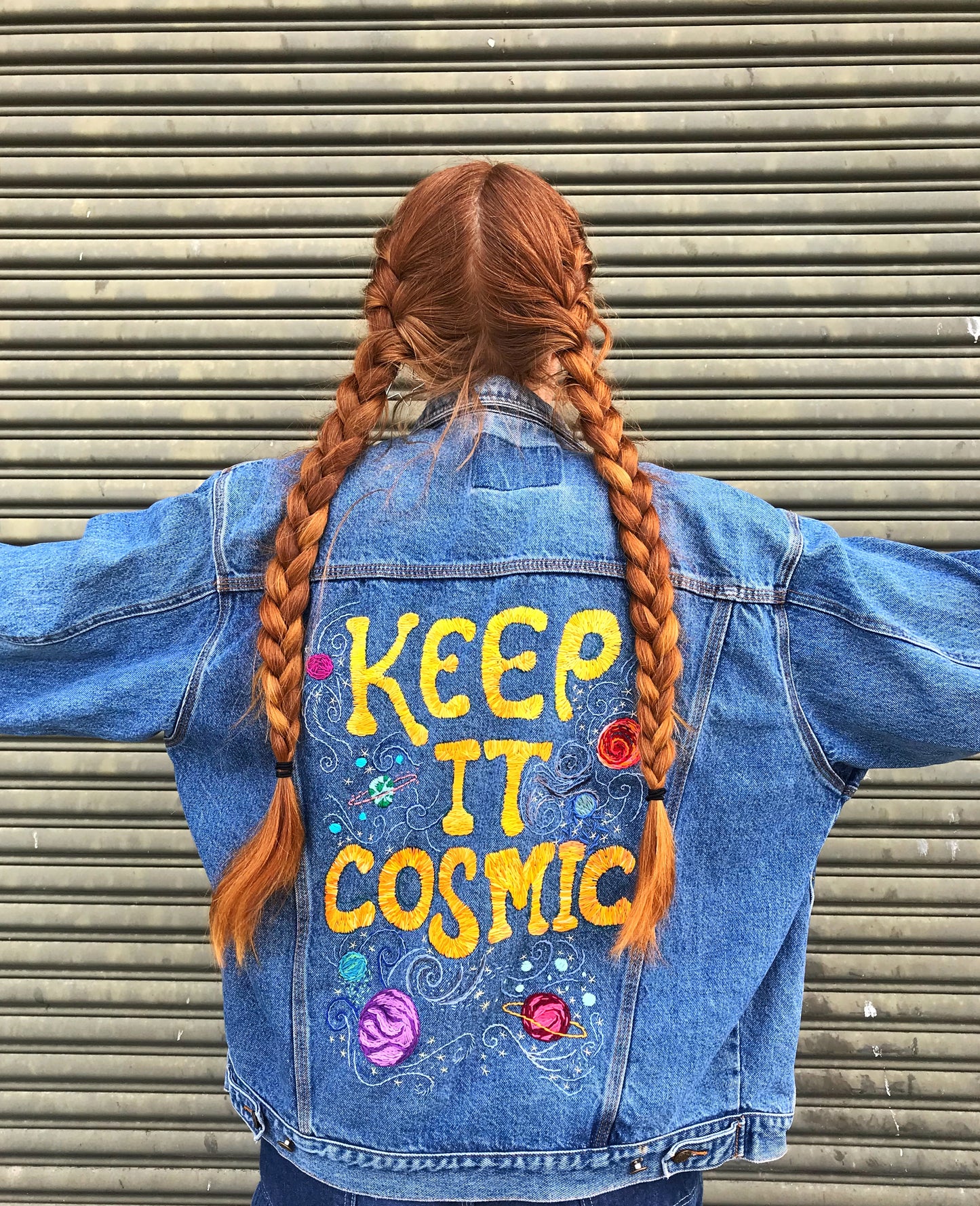 ✨ KEEP IT COSMIC no. 4 Hand-Embroidered Denim Jacket