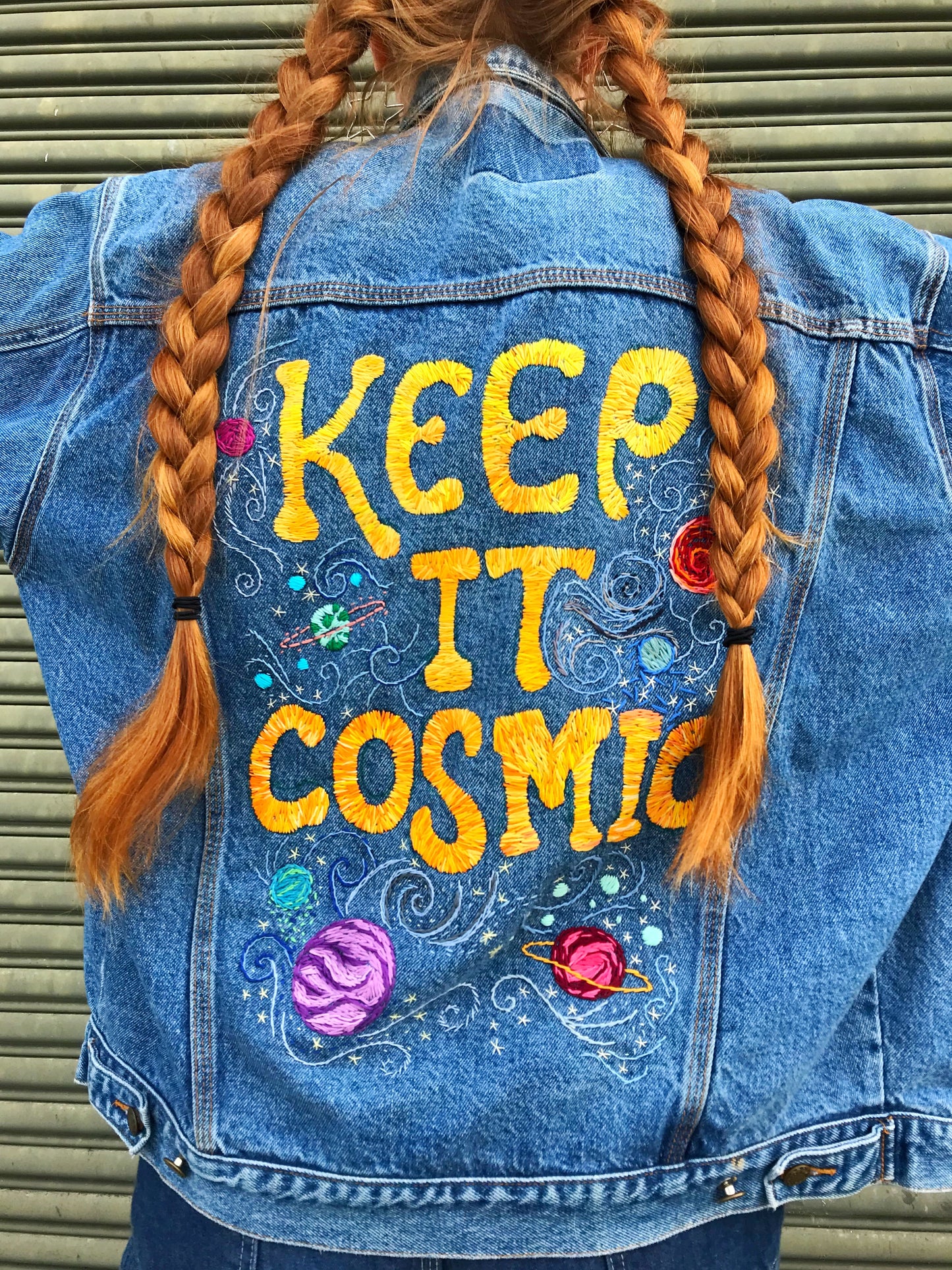 ✨ KEEP IT COSMIC no. 4 Hand-Embroidered Denim Jacket