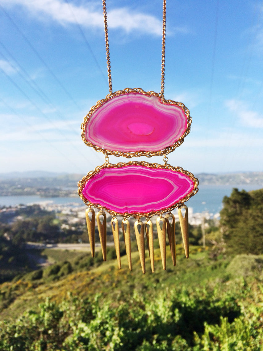 Scorpio Rising Agate Stone Geode Statement Necklace