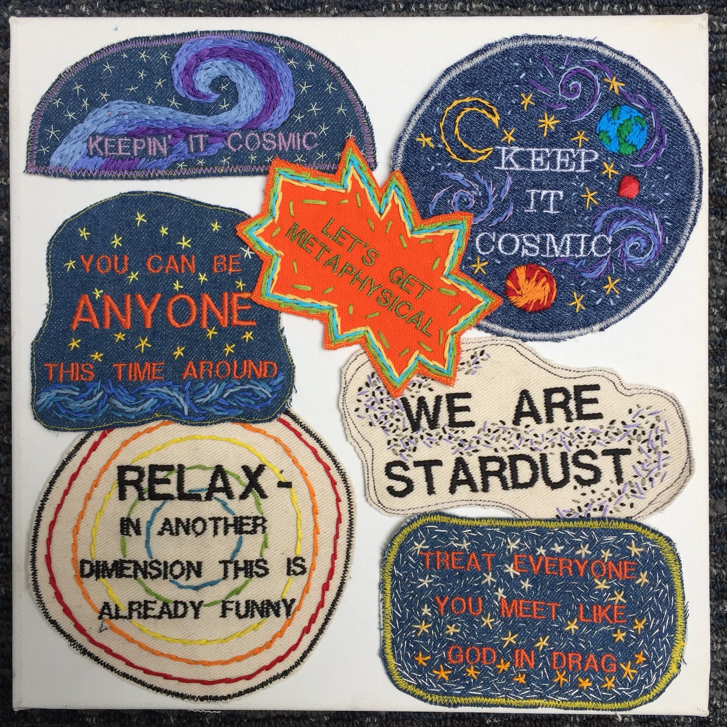 KEEPIN' IT COSMIC Large Embroidered Denim Patch