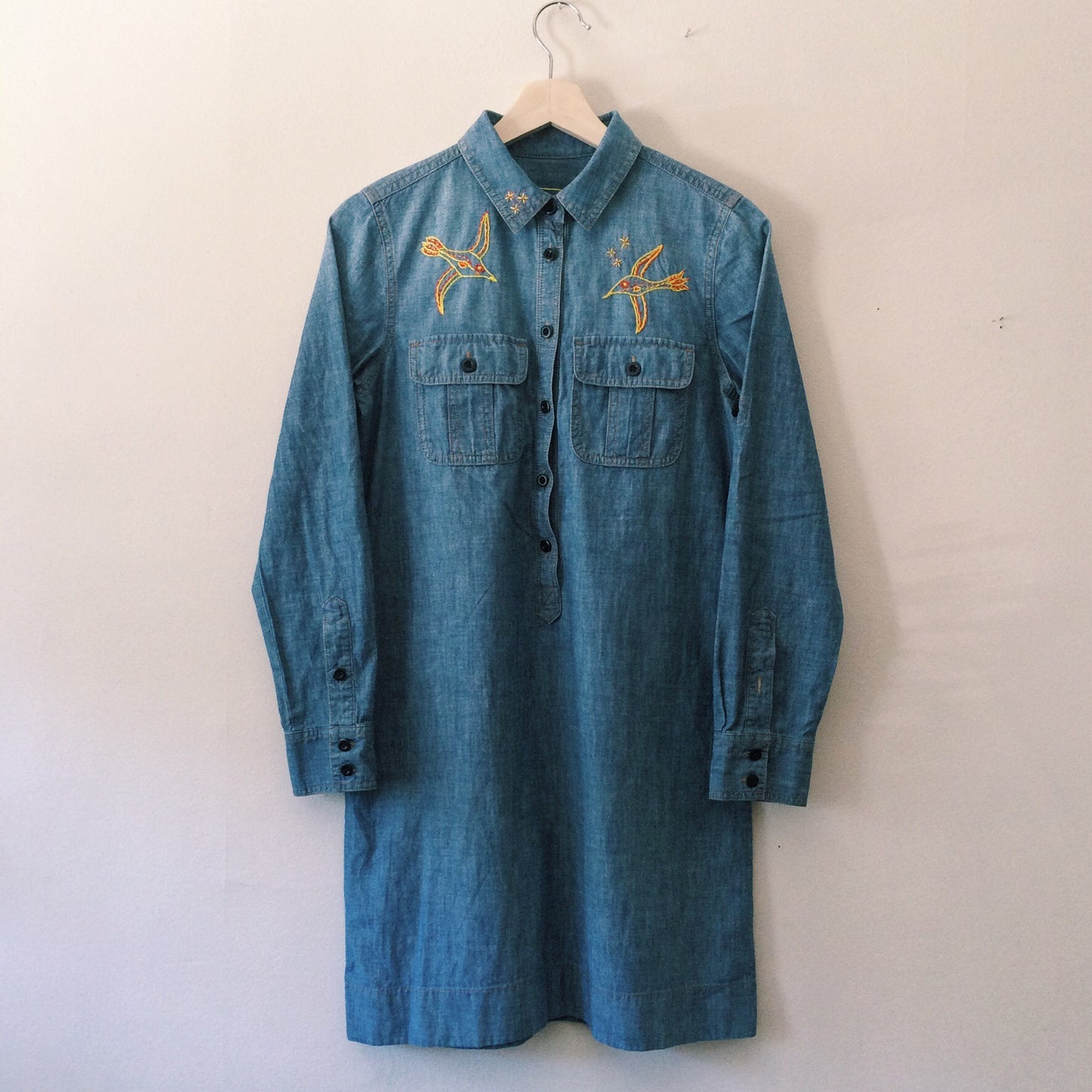 Nightbird Hand-Embroidered Denim Shirt