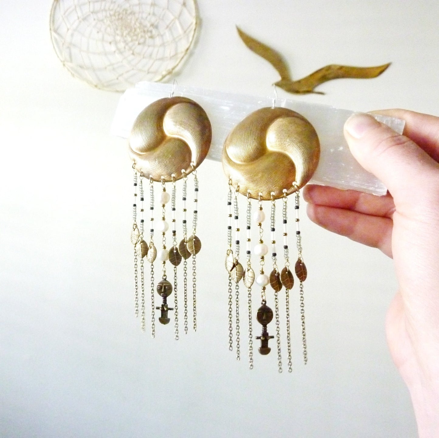 Fertility Goddess Vintage Brass Earrings