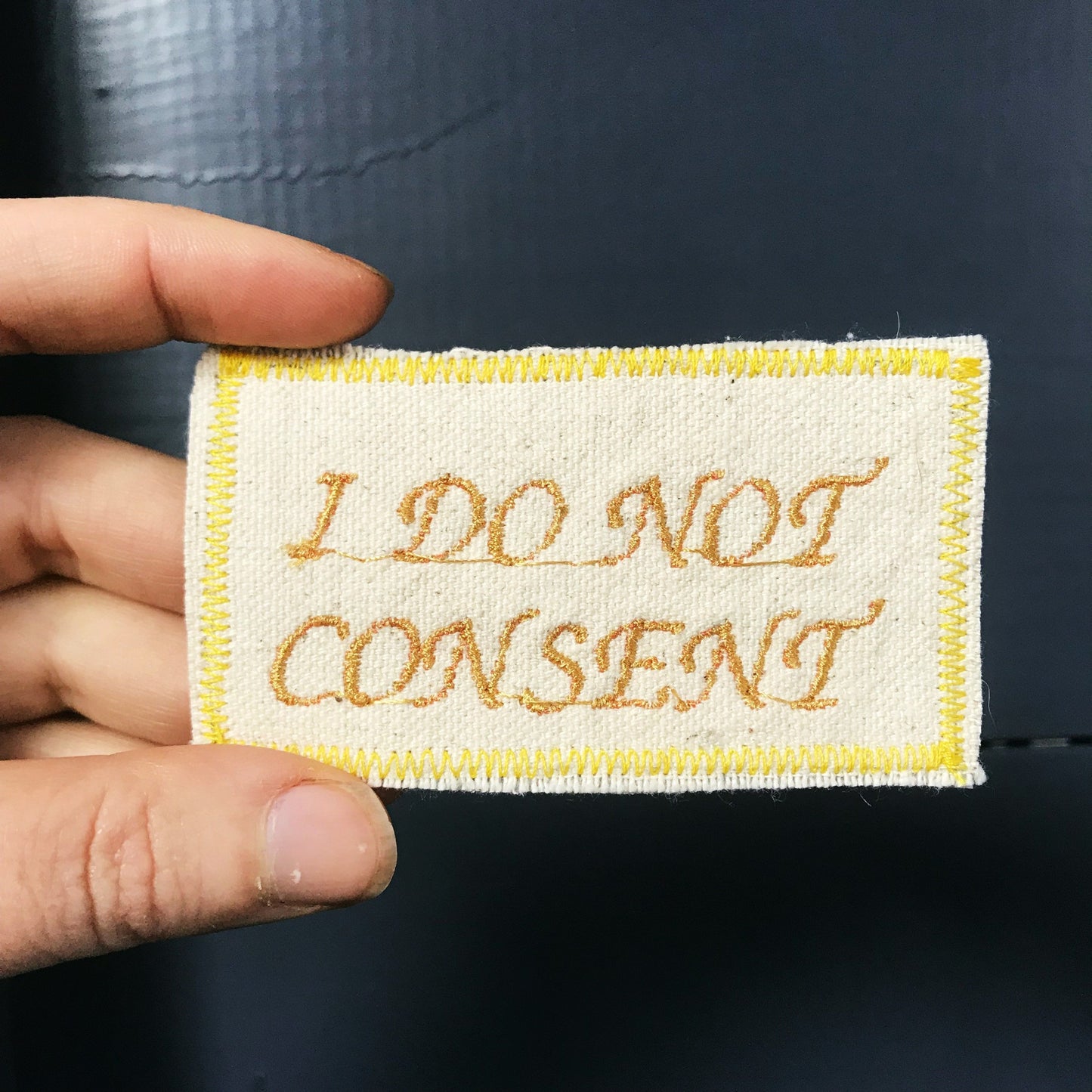 Consent. Handmade Embroidered Canvas Patch. One of a kind