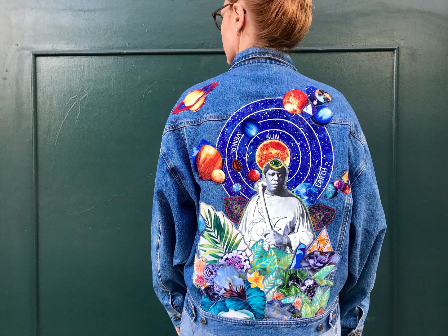 Sun Ra Cosmic Vintage Denim Tribute Art Jacket