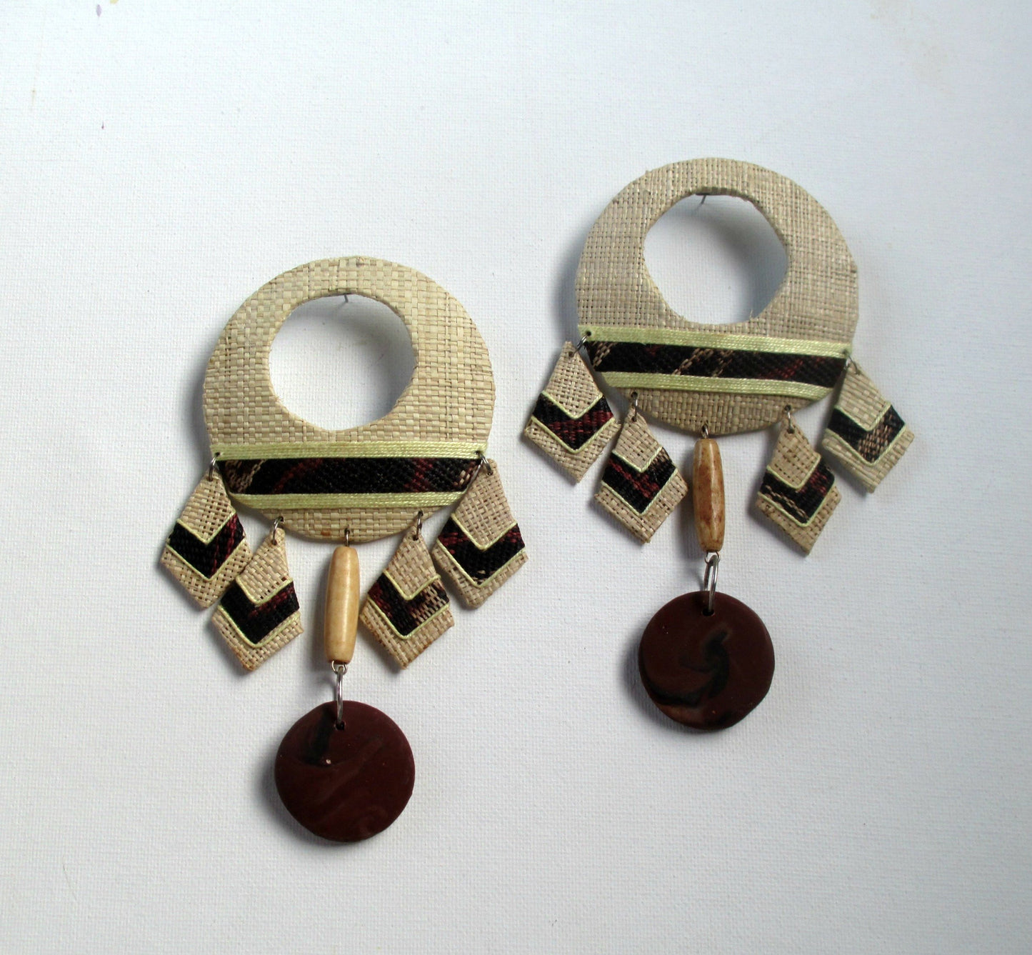 Giant Woven Post Earrings - Vintage Tropical