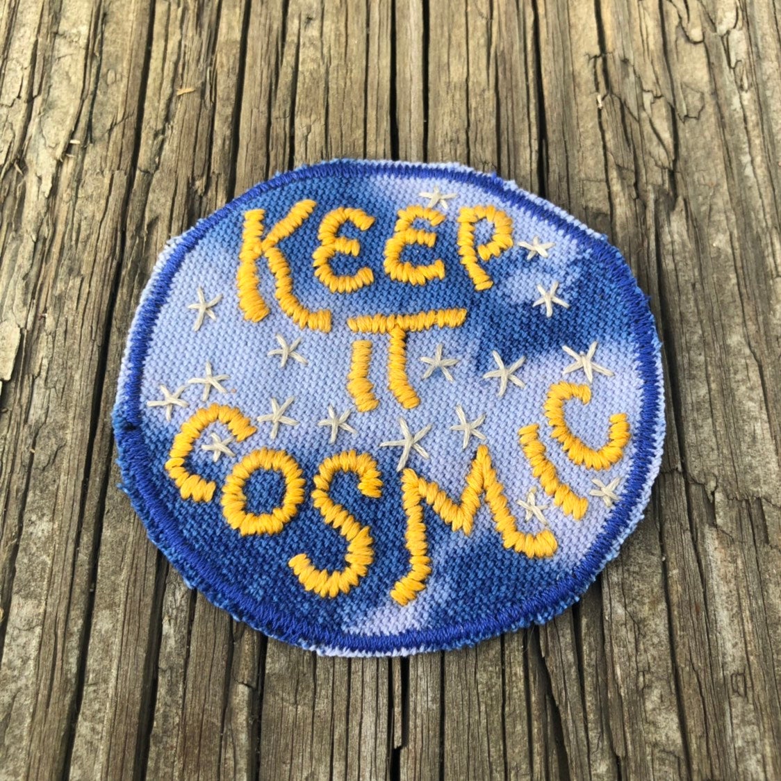 KEEP IT COSMIC Small Hand Embroidered Canvas Patch
