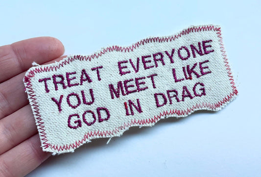 Solid Advice. One of a kind Embroidered Patch. Upcycled canvas. Visible Mending DIY