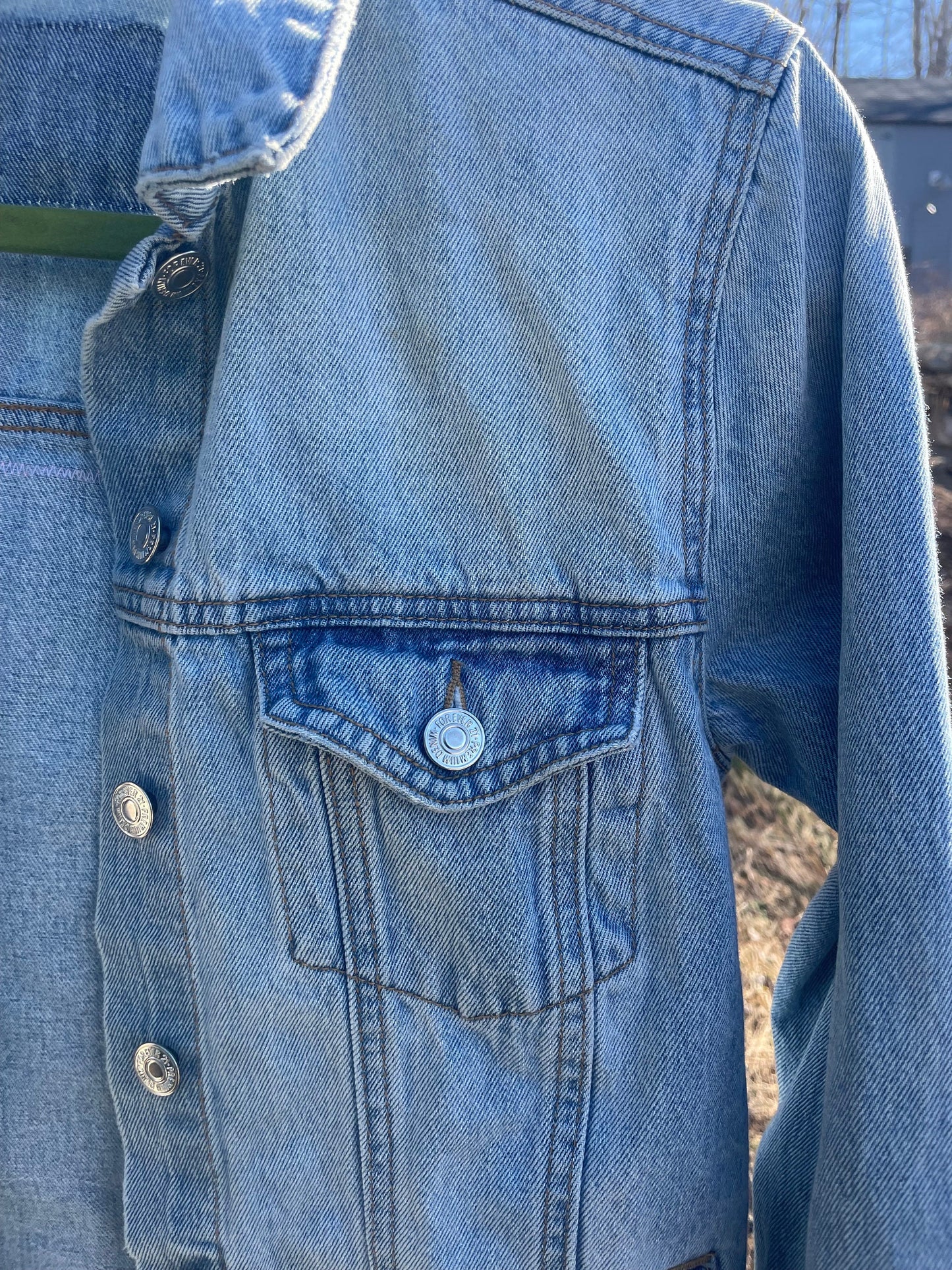 Dolly Parton Jean Jacket. Floral Appliqué. Size Small. One of a kind. Wearable Textile Art