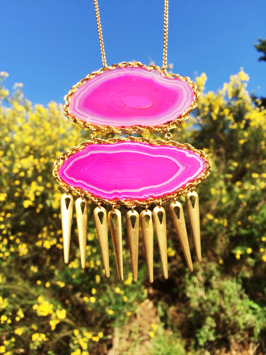 Scorpio Rising Agate Stone Geode Statement Necklace