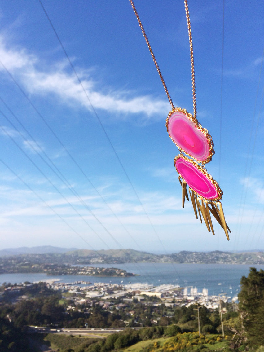 Scorpio Rising Agate Stone Geode Statement Necklace