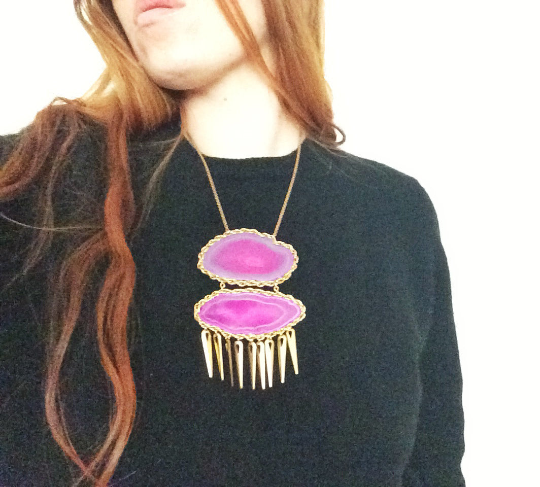 Scorpio Rising Agate Stone Geode Statement Necklace