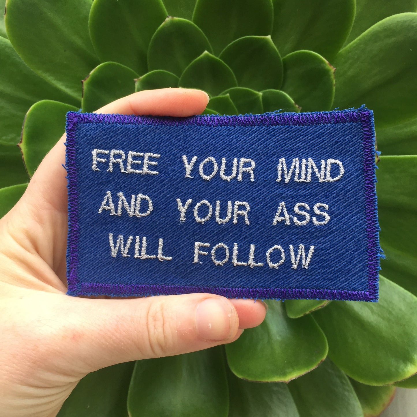 Free Your Mind. Handmade Embroidered Canvas Patch.