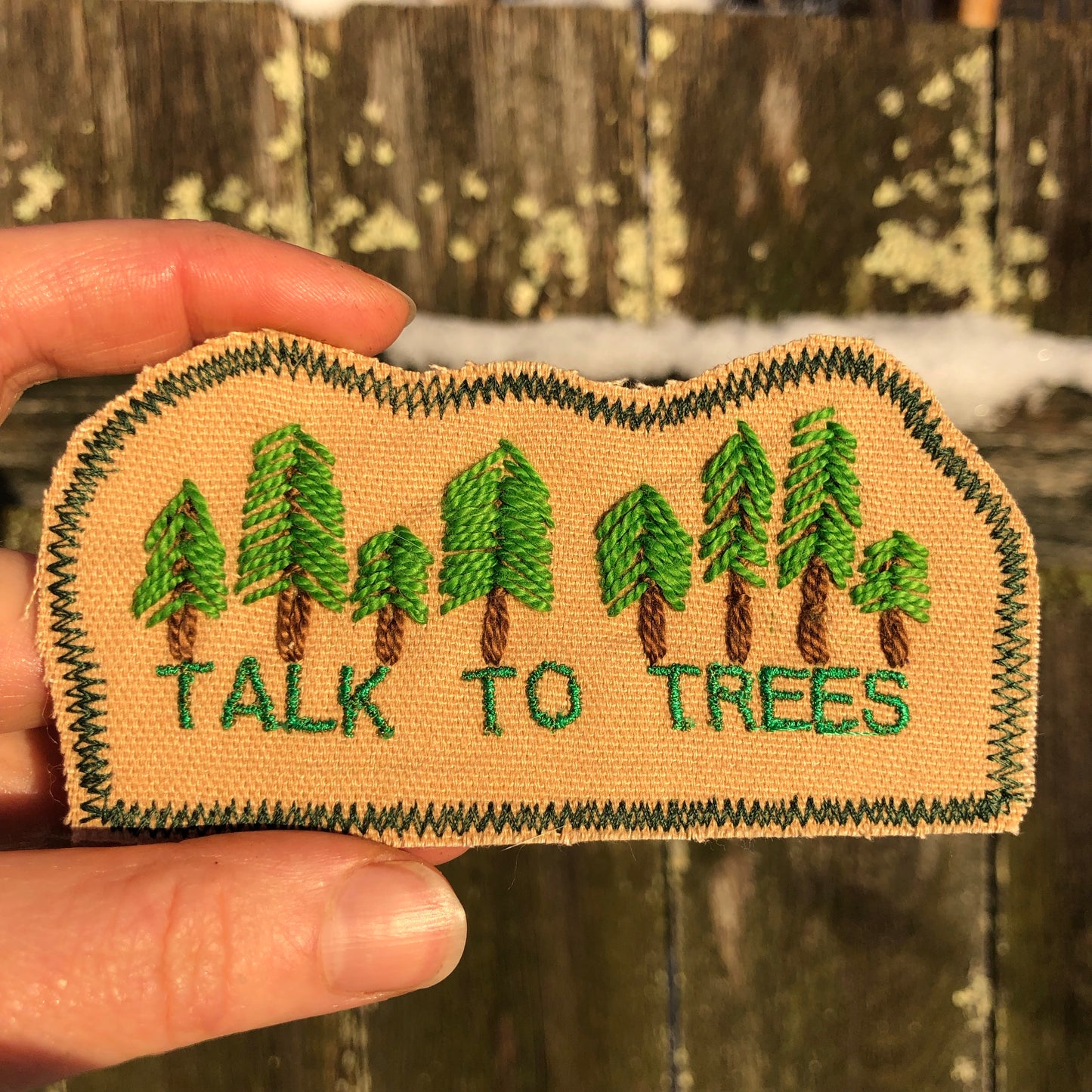 Talk to Trees - Handmade Embroidered Canvas Patch