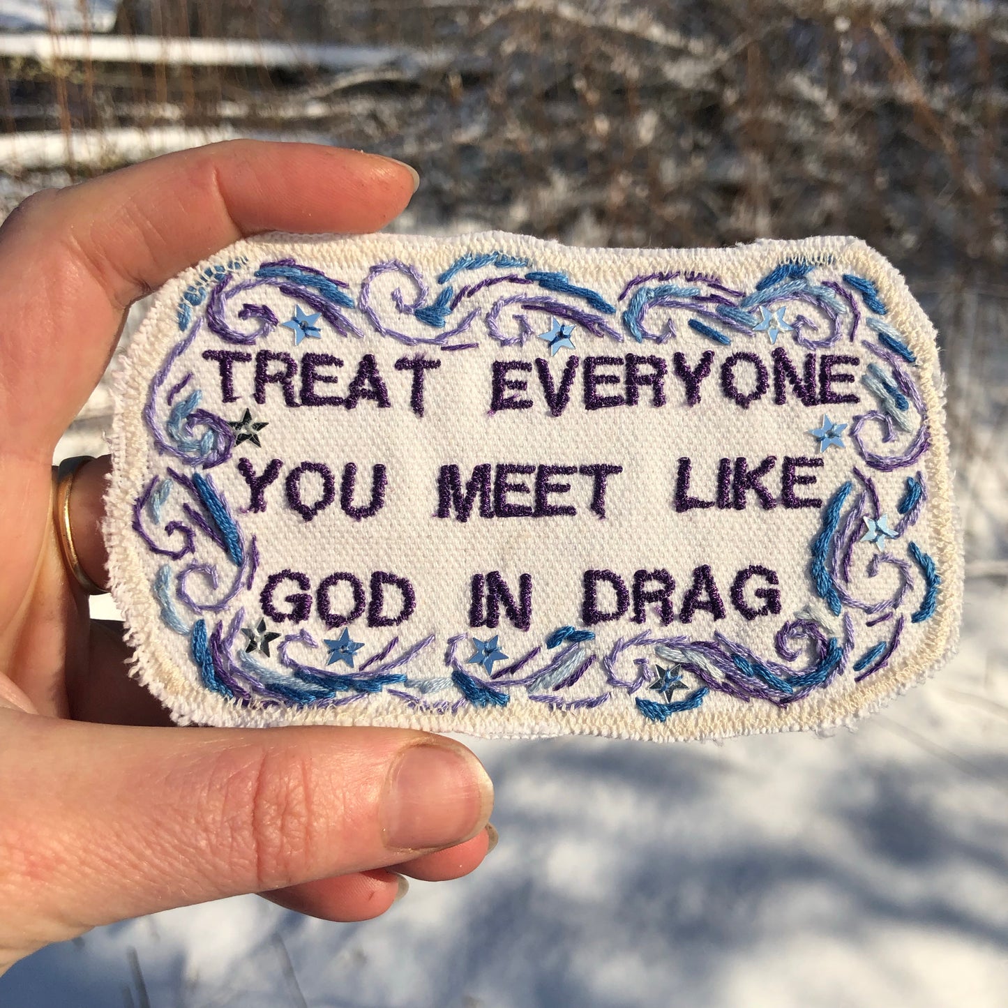 Ram Dass Quote. Handmade Embroidered Canvas Patch. One of a Kind