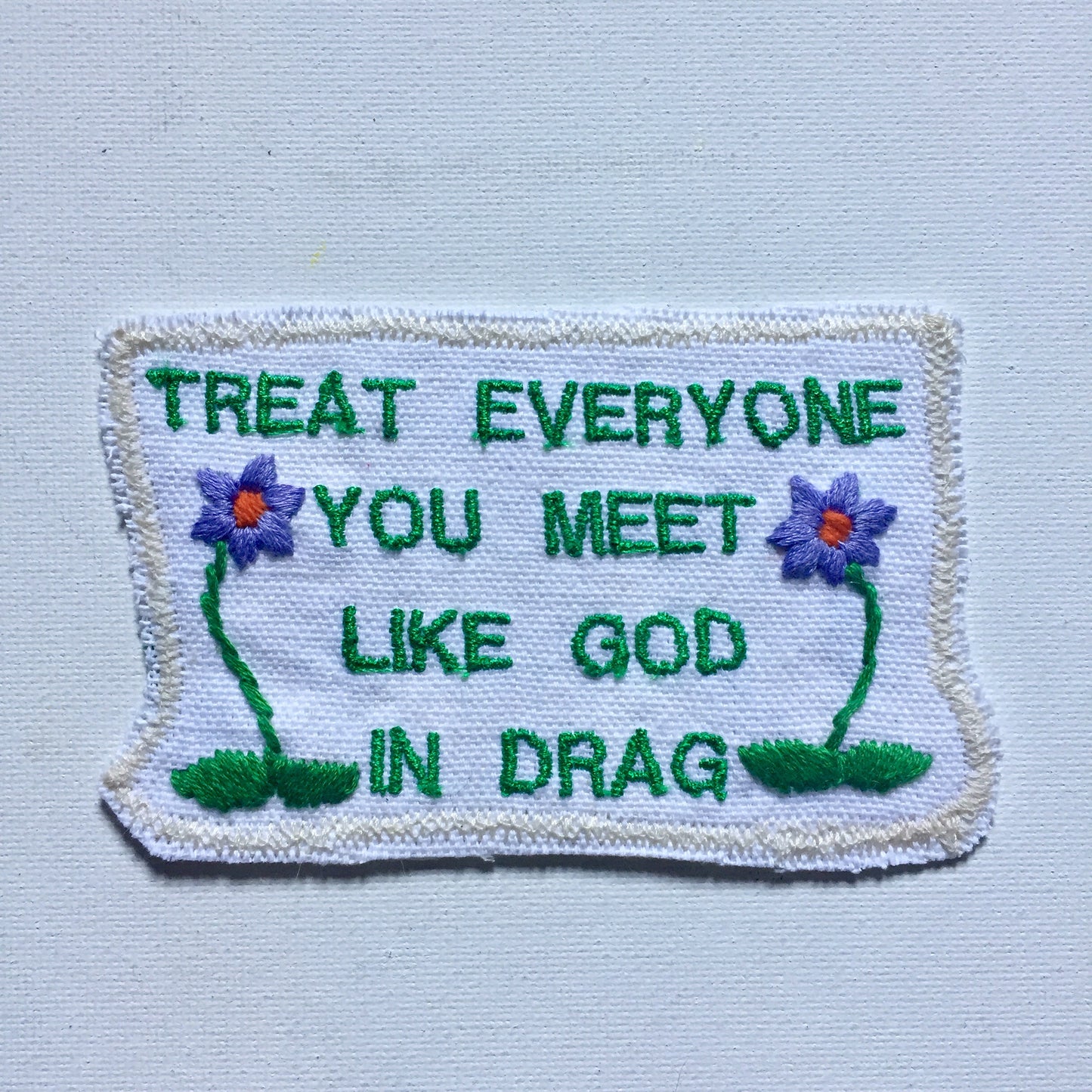 Ram Dass Quote. Handmade Embroidered Canvas Patch.