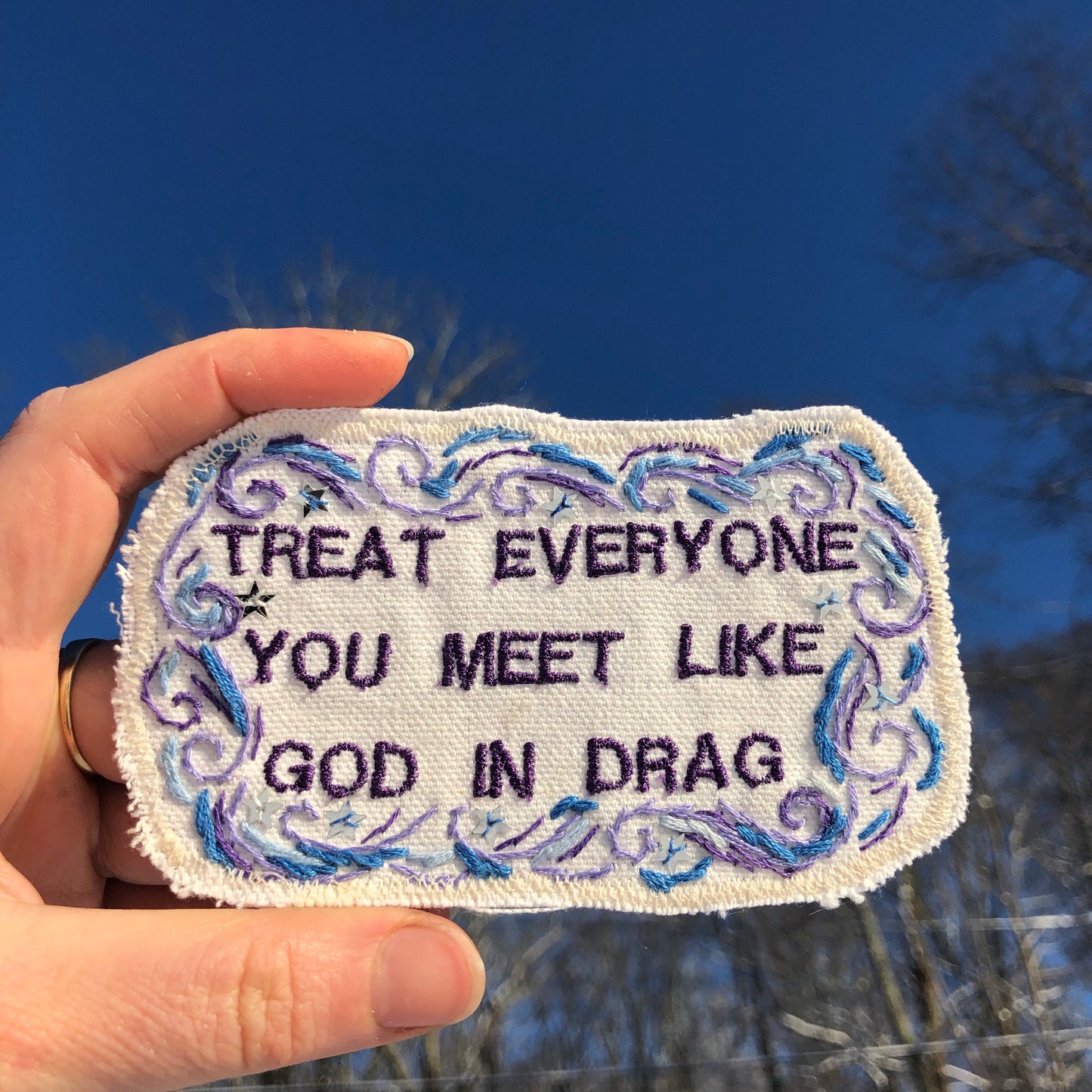 Ram Dass Quote. Handmade Embroidered Canvas Patch. One of a Kind