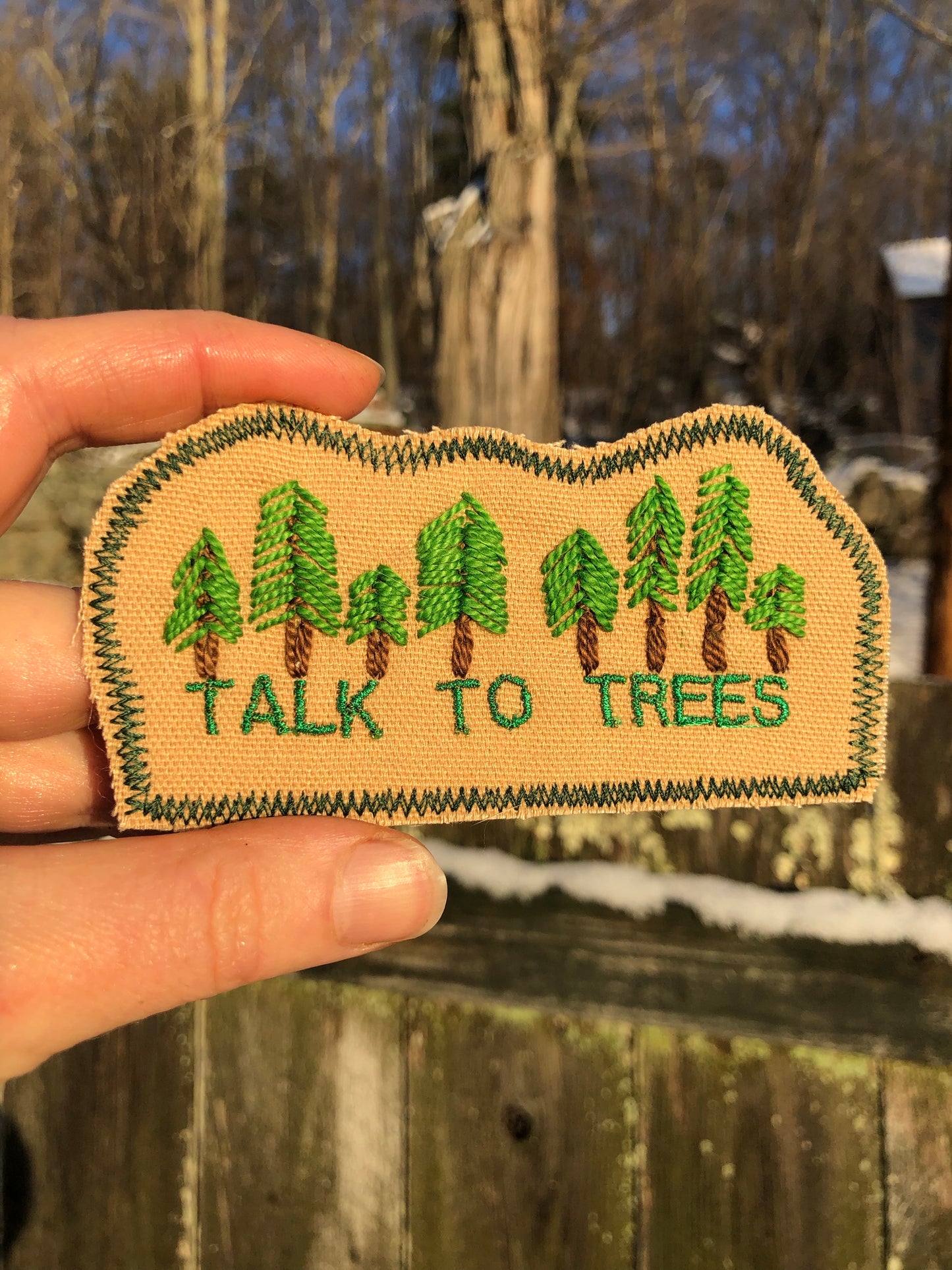 Talk to Trees - Handmade Embroidered Canvas Patch