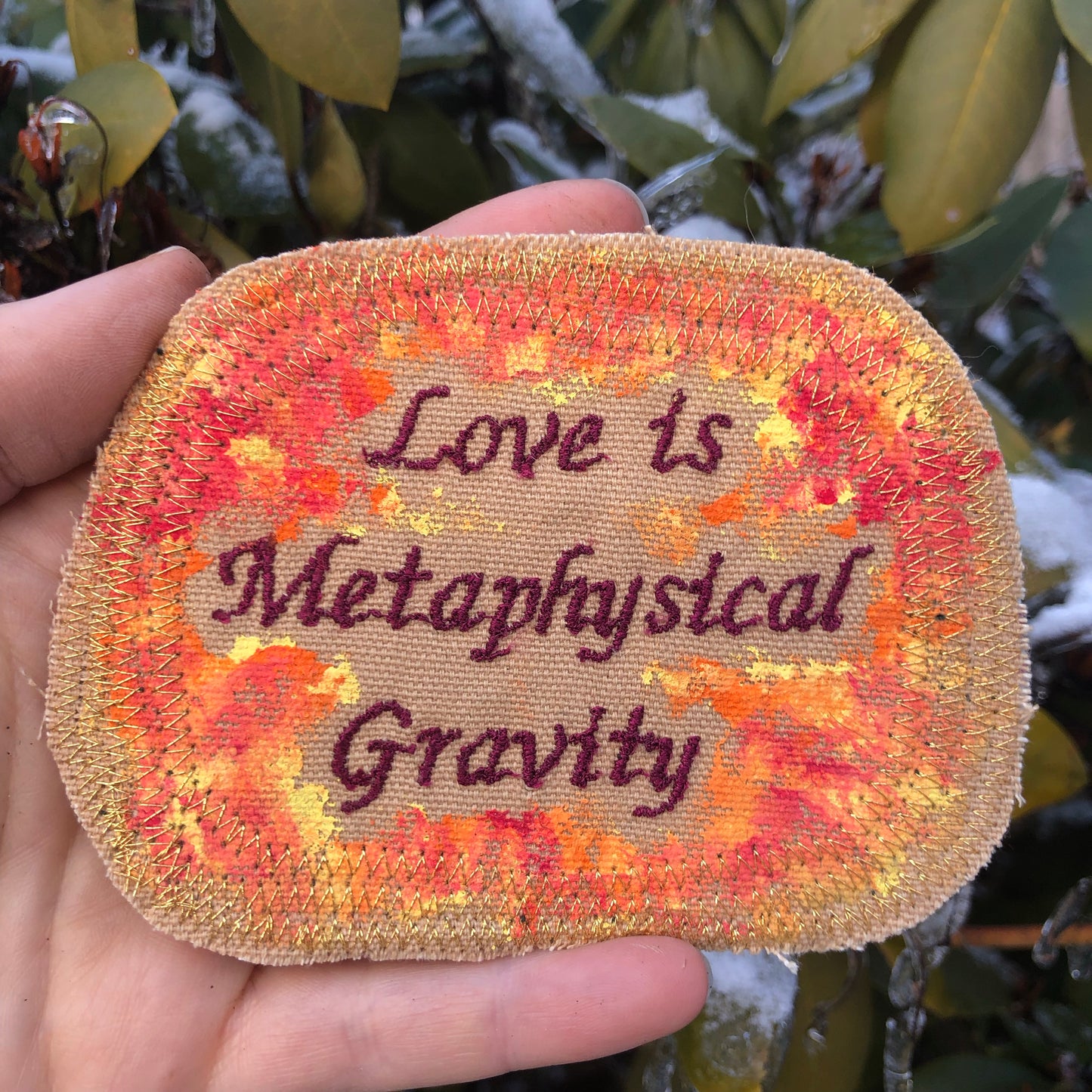 Love is Metaphysical Gravity. Bucky Fuller Quote Embroidered Patch