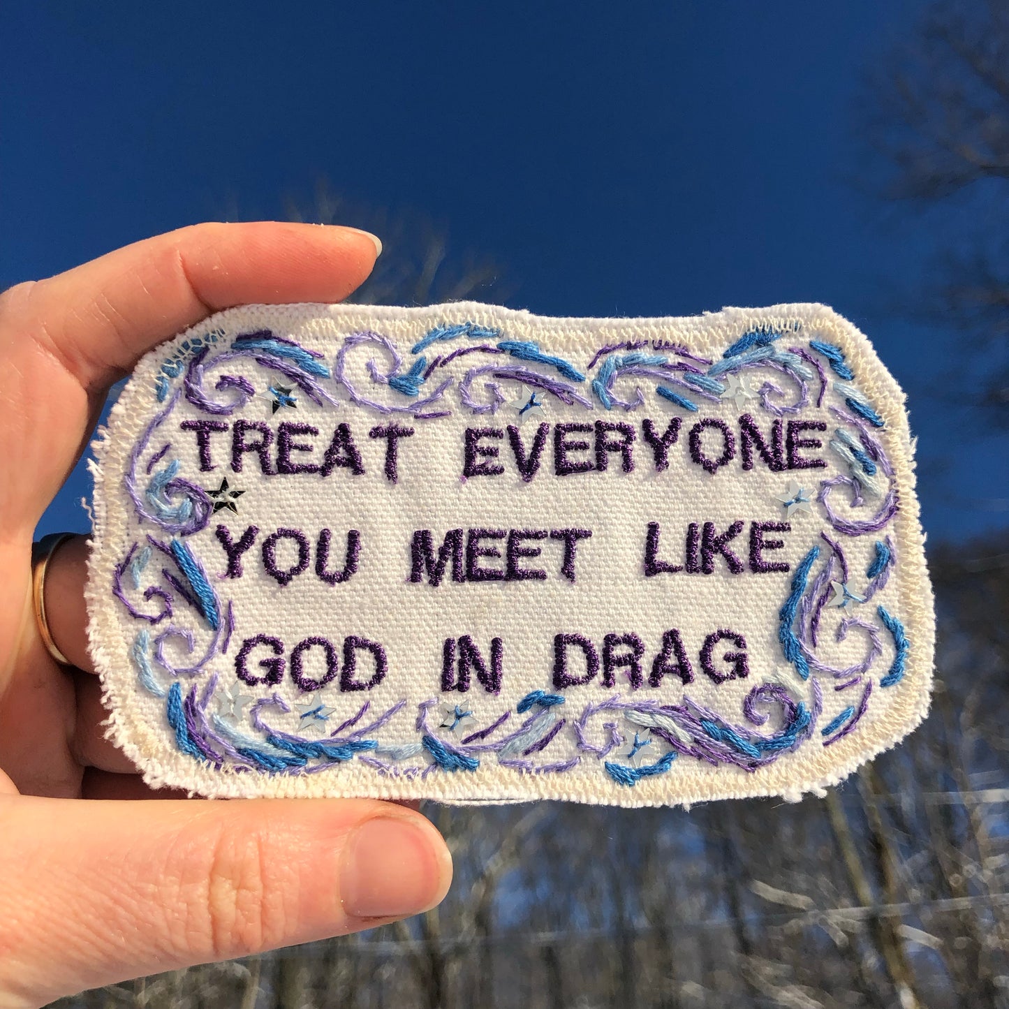 Ram Dass Quote. Handmade Embroidered Canvas Patch. One of a Kind