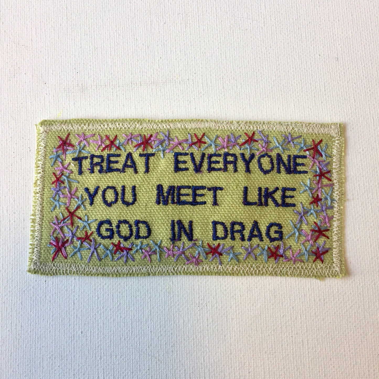 Ram Dass Quote. Handmade Embroidered Canvas Patch.