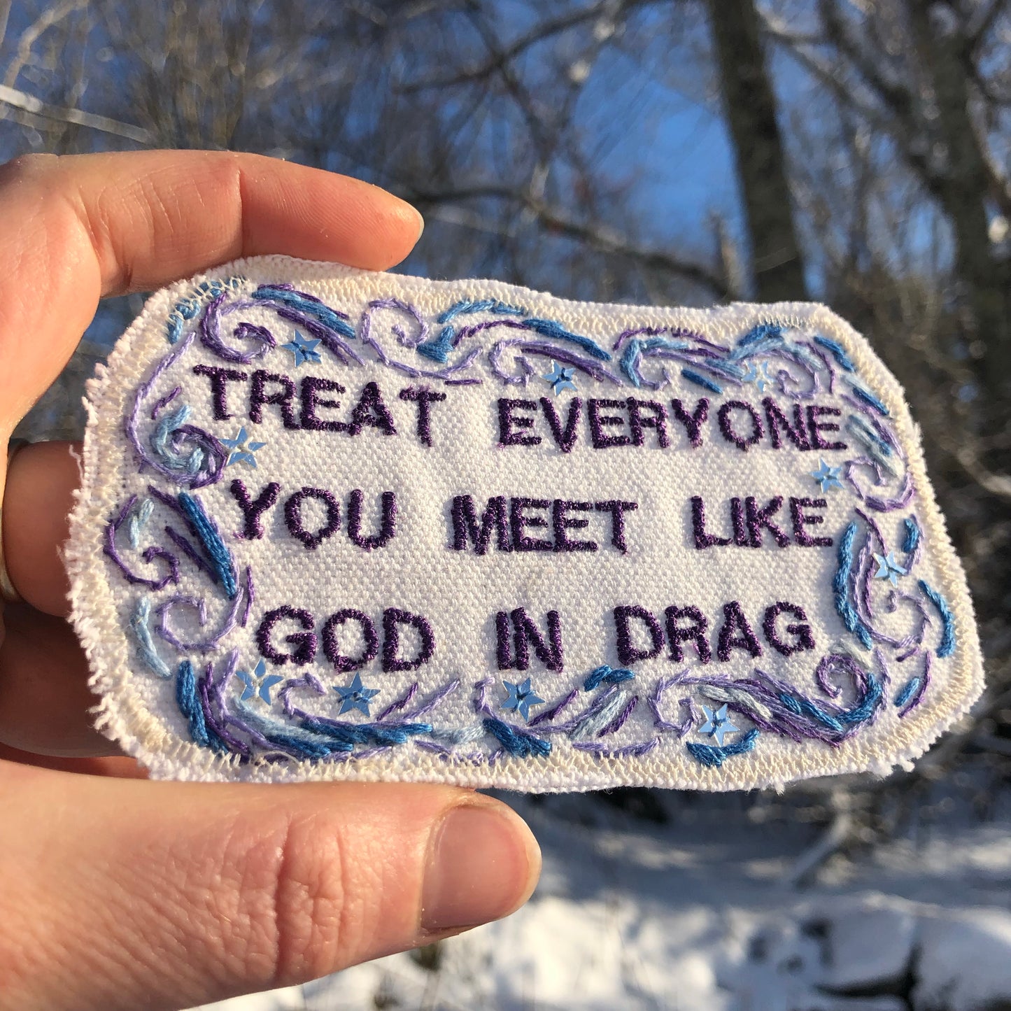 Ram Dass Quote. Handmade Embroidered Canvas Patch. One of a Kind