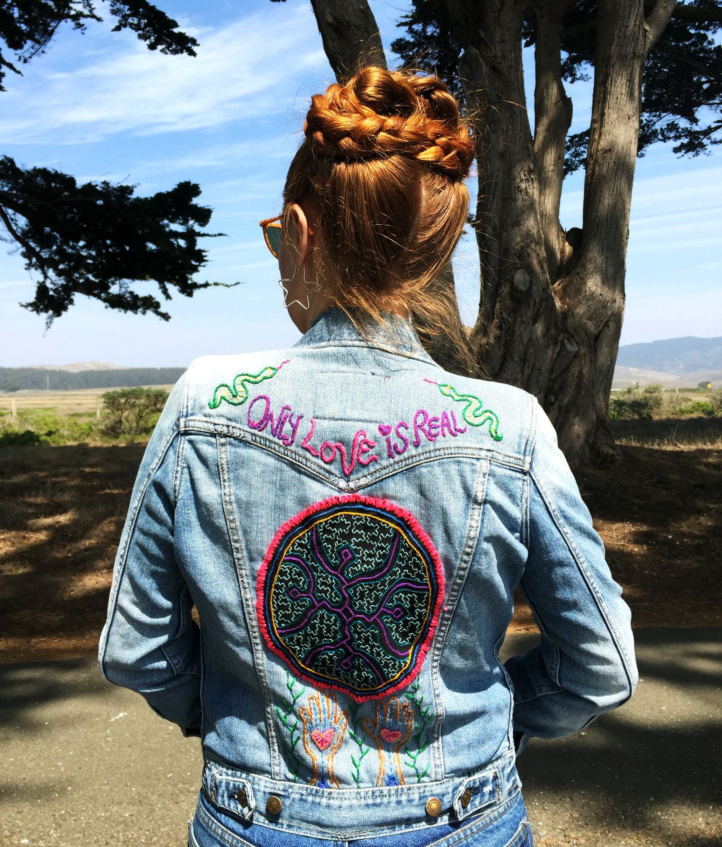 Only Love Is Real Embroidered Denim Jacket