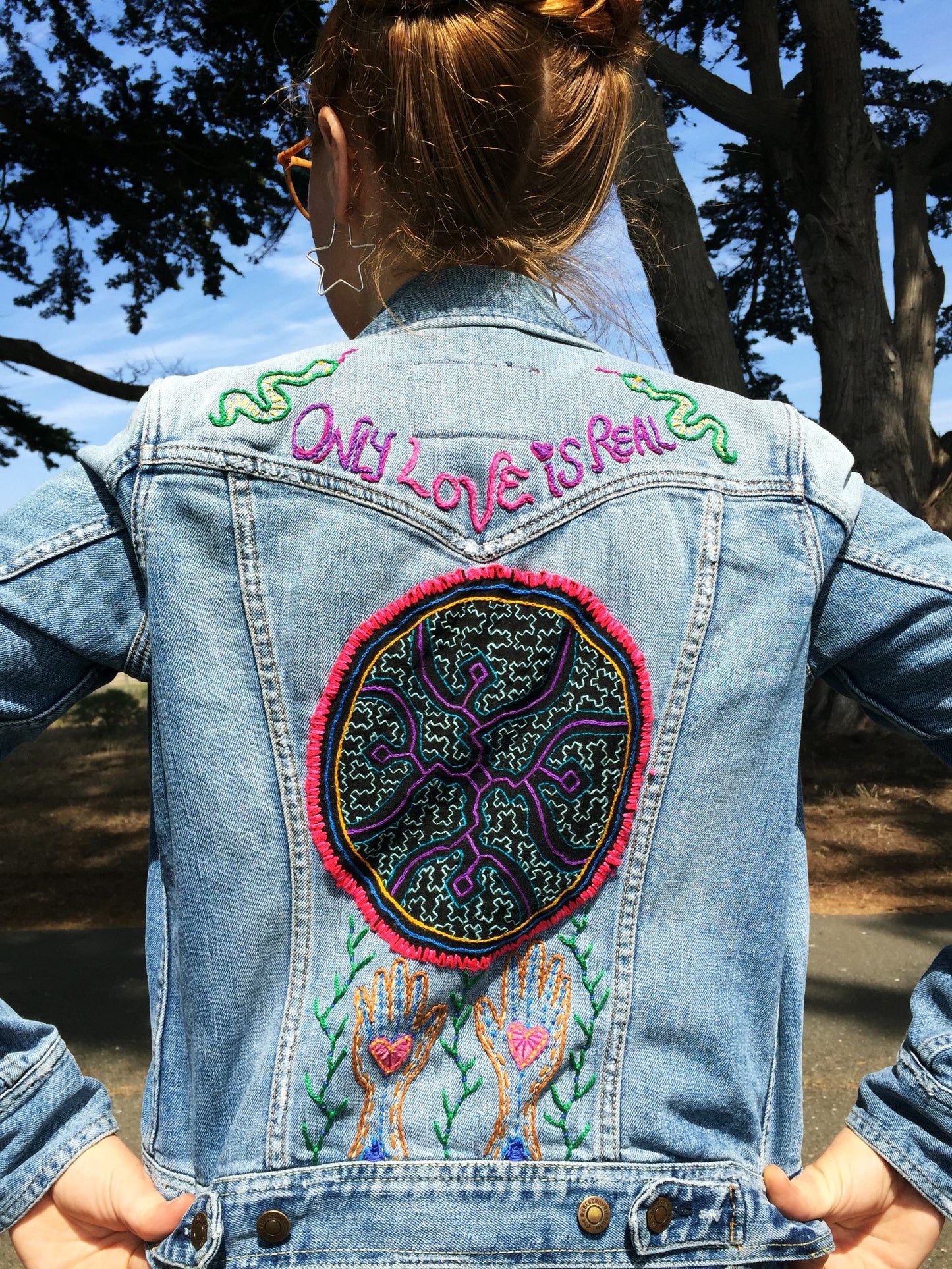 Only Love Is Real Embroidered Denim Jacket