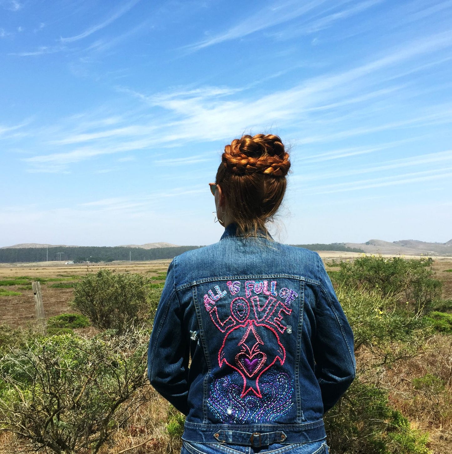 All Is Full Of Love Hand-Embroidered Vintage Denim Jacket