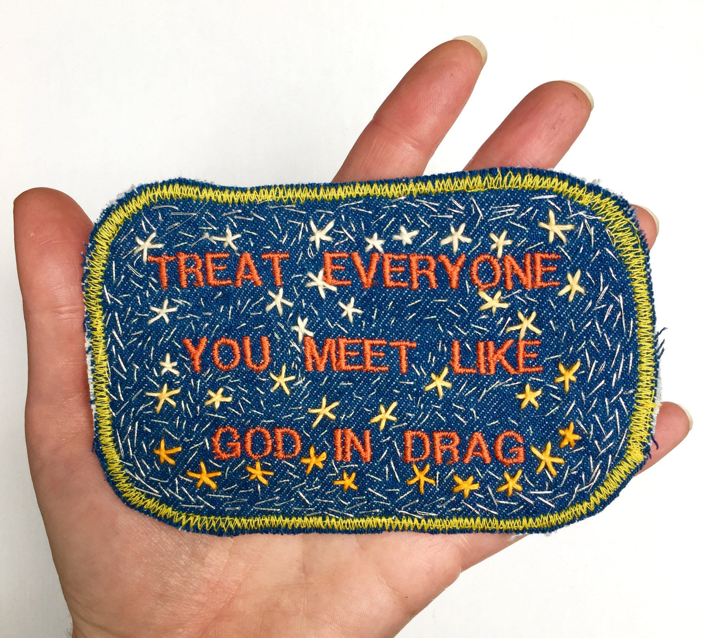 Ram Dass Quote. Handmade Embroidered Canvas Patch.