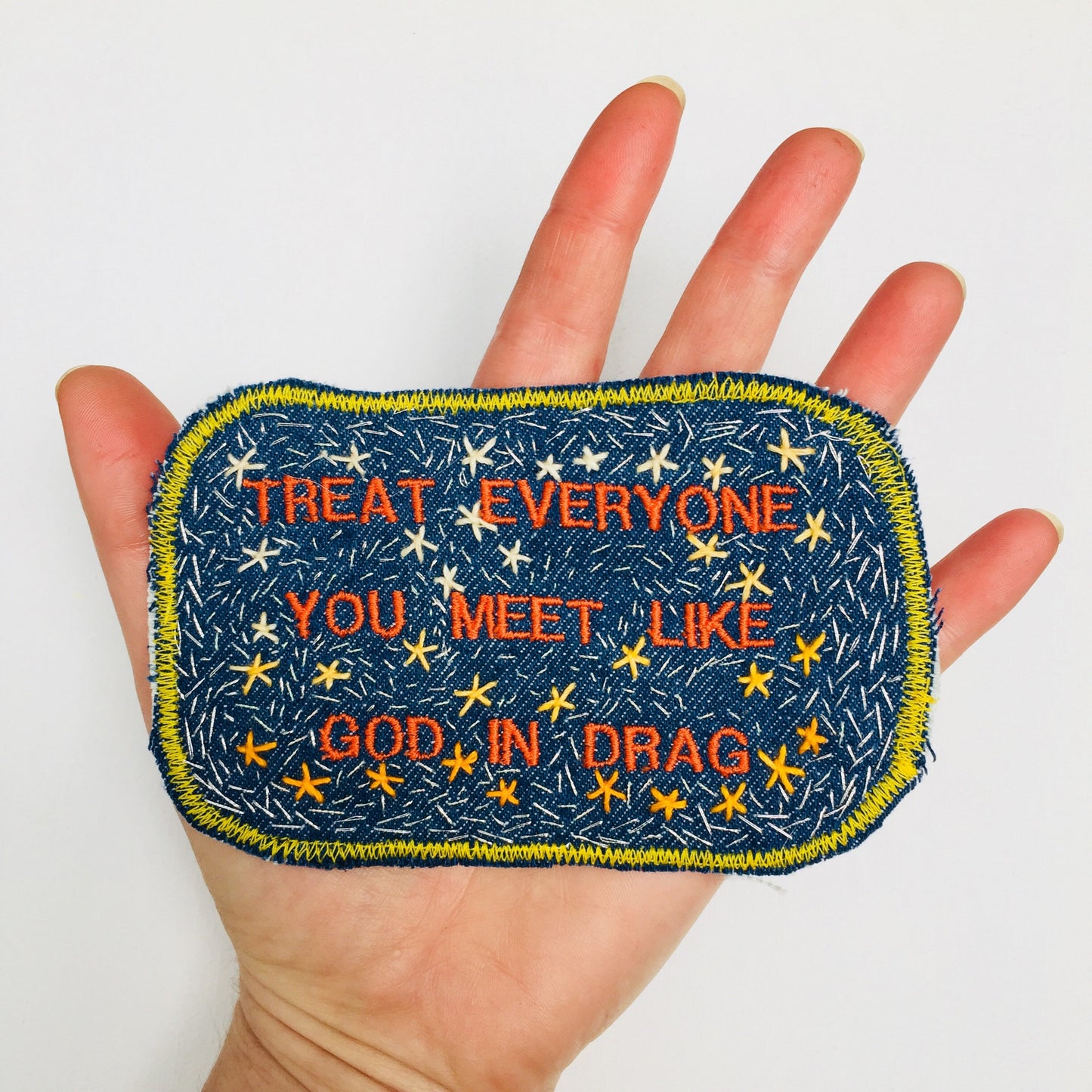 Ram Dass Quote. Handmade Embroidered Canvas Patch.