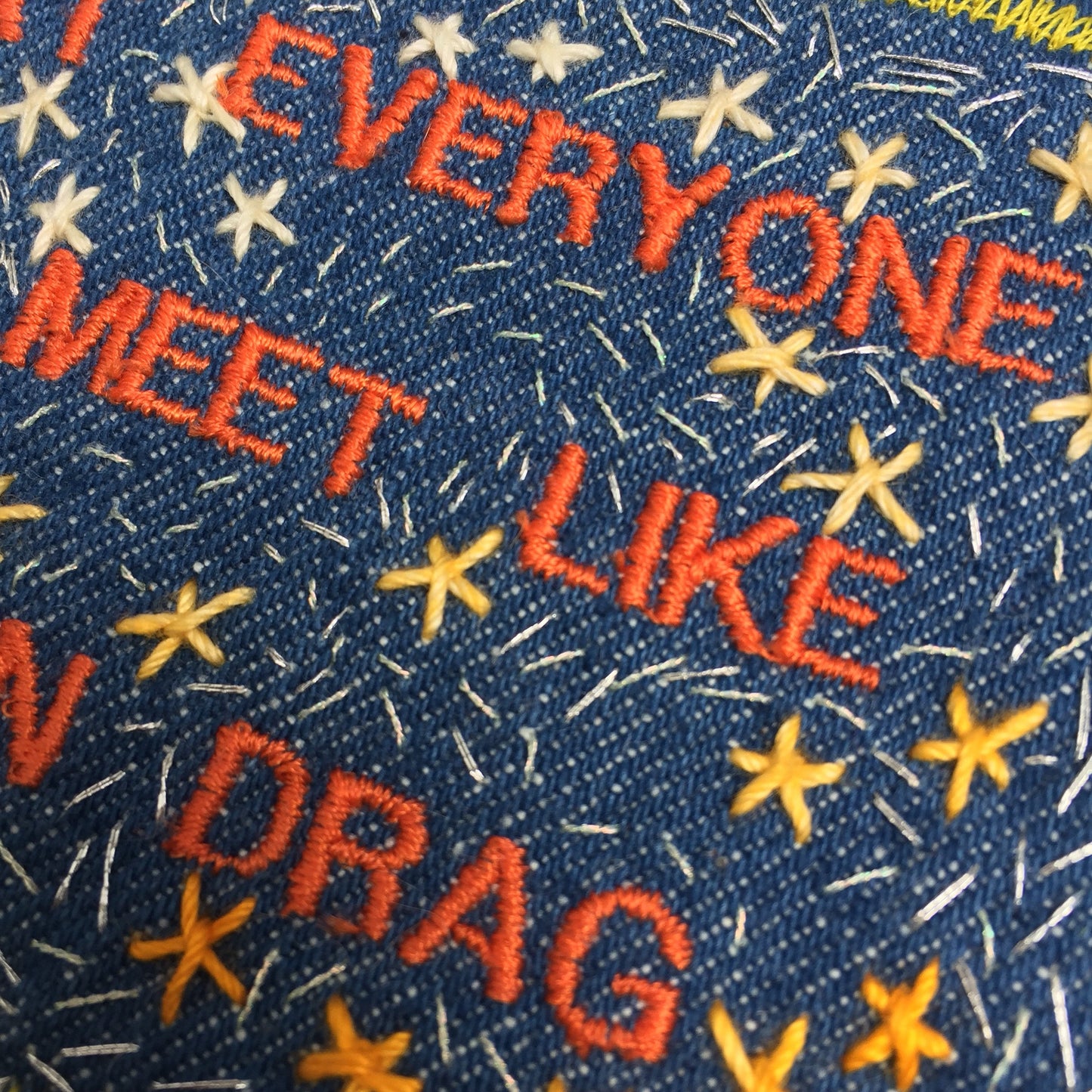 Ram Dass Quote. Handmade Embroidered Canvas Patch.