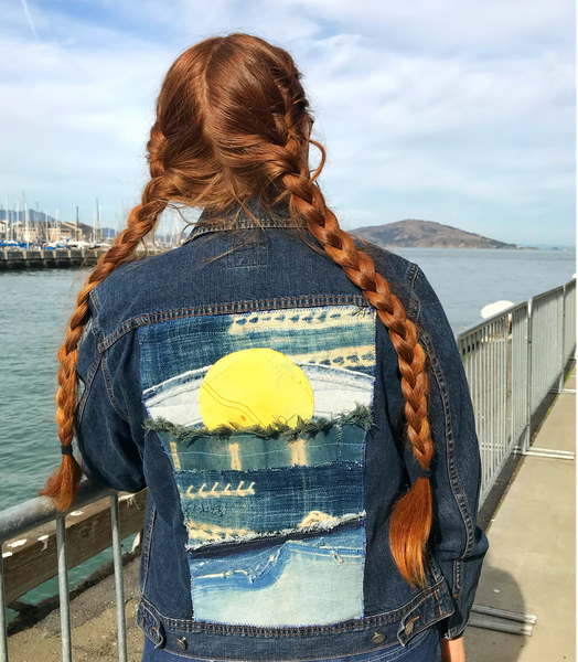 Sea∙Sun☀︎Sky Textile Collage Jacket