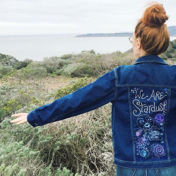 WE ARE STARDUST Hand-Embroidered Vintage Denim Jacket