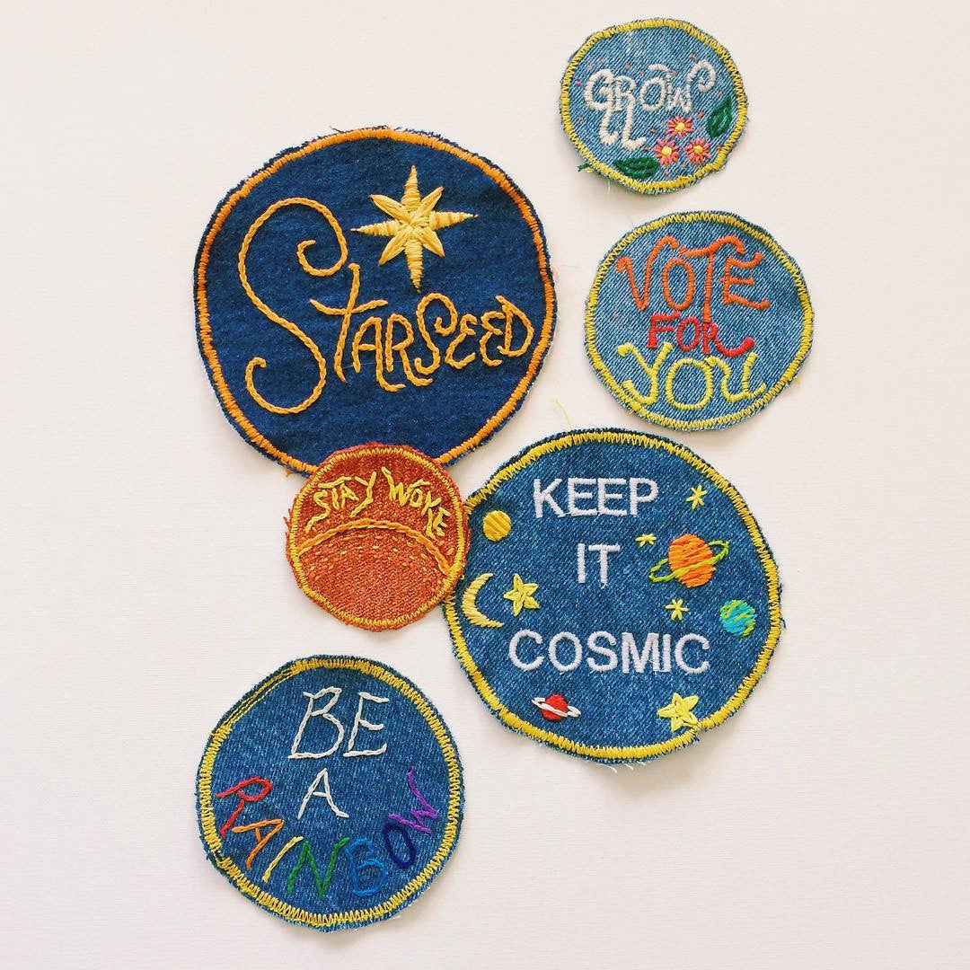 Starseed Embroidered Patch on Vintage Denim