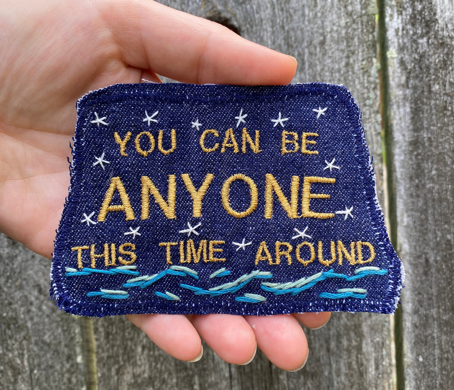 Timothy Leary Quote. Handmade Embroidered Upcycled Denim Patch. One of a kind