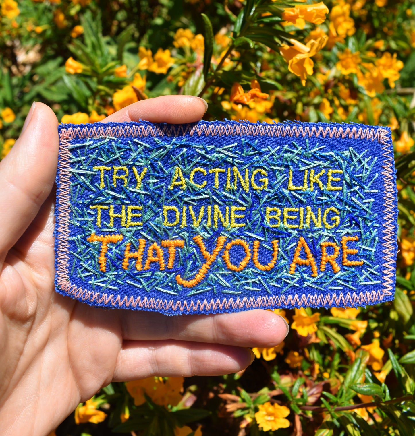 The Divine Being You Are - Handmade Embroidered Patch - Free Shipping