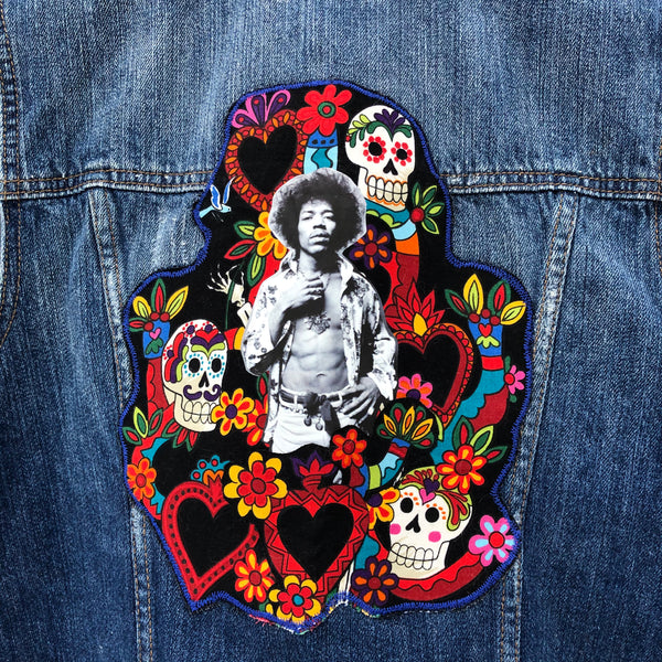 Jimi Hendrix Applique Denim Vest. Size Small. One of a Kind. Free Shipping