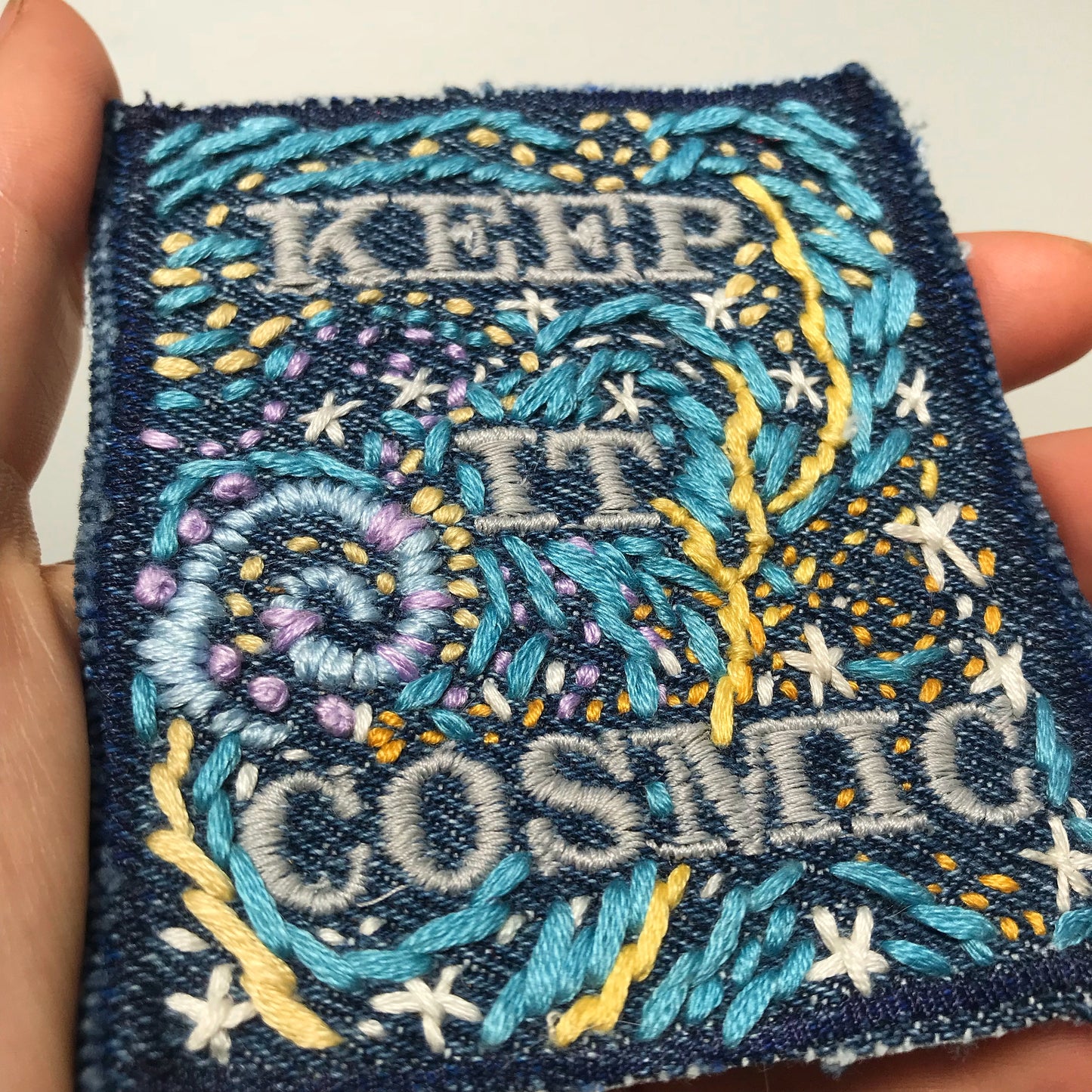 Keep It Cosmic - Starry Night Edition - Hand-Embroidered Denim Patch