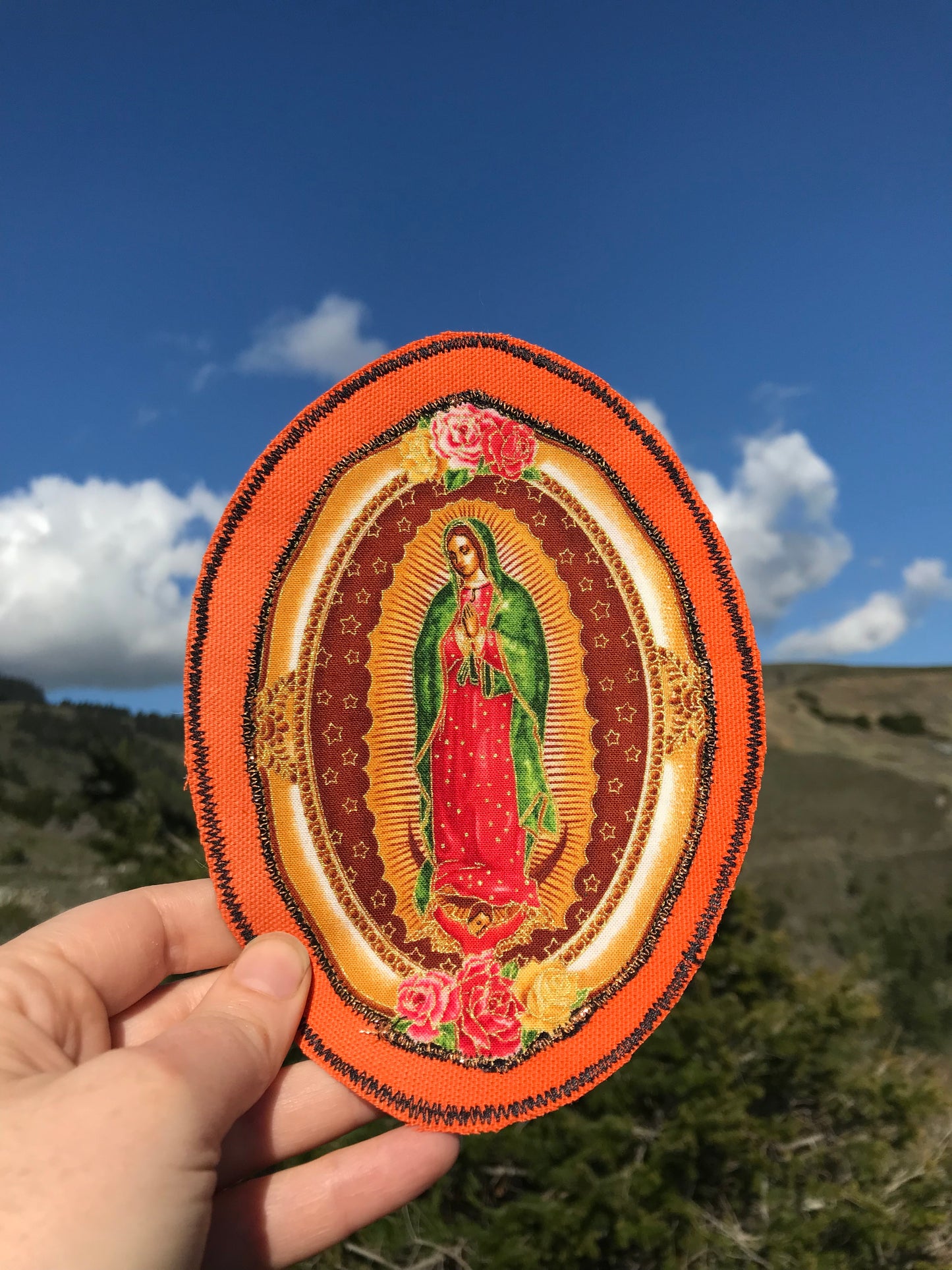 Our Lady of Guadalupe. Handmade Appliqué Canvas Patch