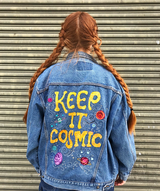 ✨ KEEP IT COSMIC no. 4 Hand-Embroidered Denim Jacket