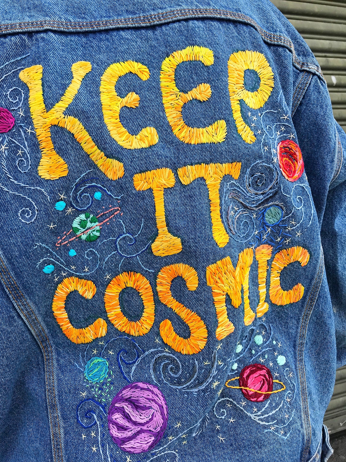 ✨ KEEP IT COSMIC no. 4 Hand-Embroidered Denim Jacket