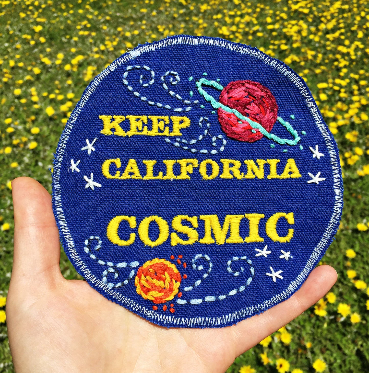Keep California Cosmic! Hand-Stitched Embroidered Patch